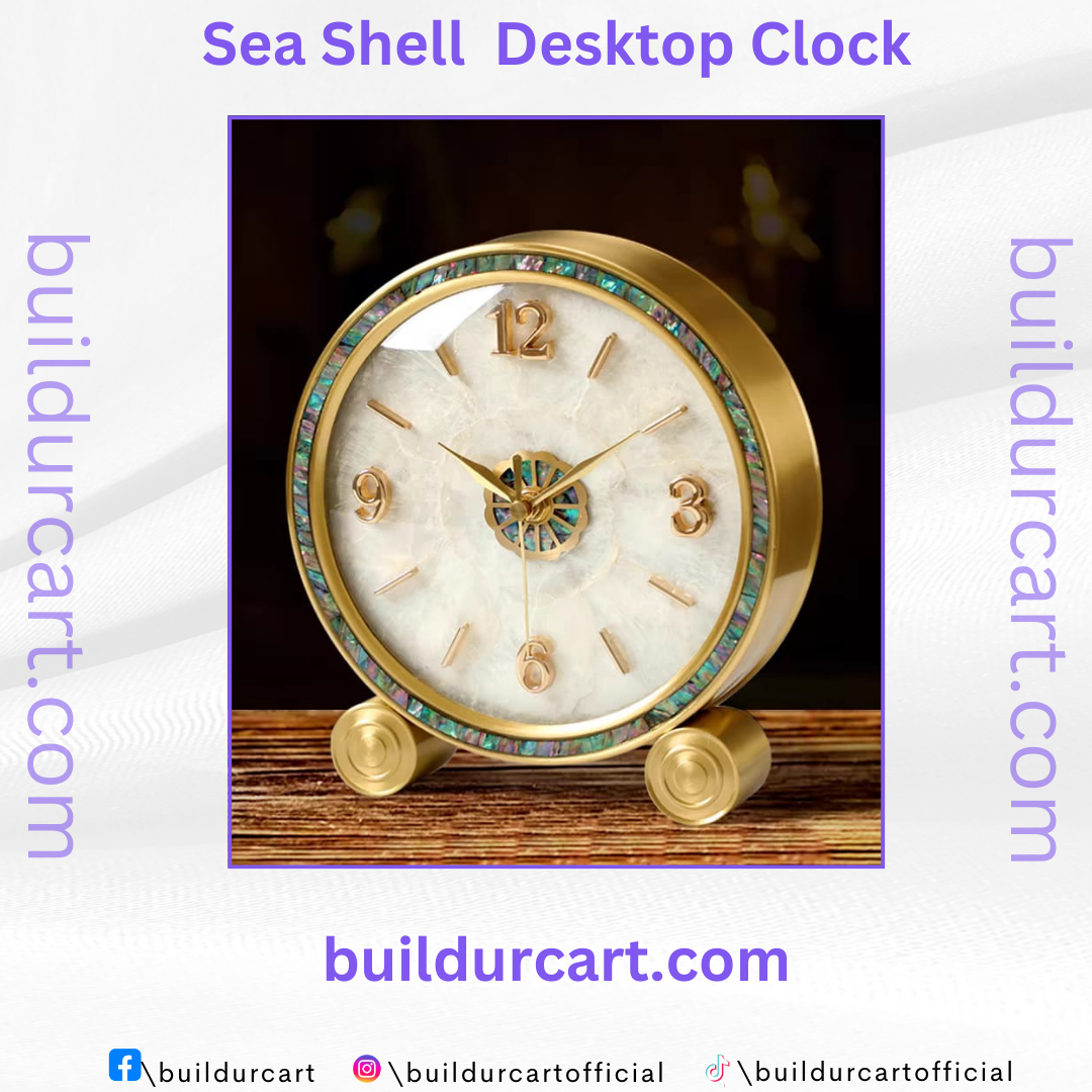 Shell Clock Table Clock Desktop Clock Table Clock Ornaments Accessible Luxury Clock Living Room Brass Pendulum Clock