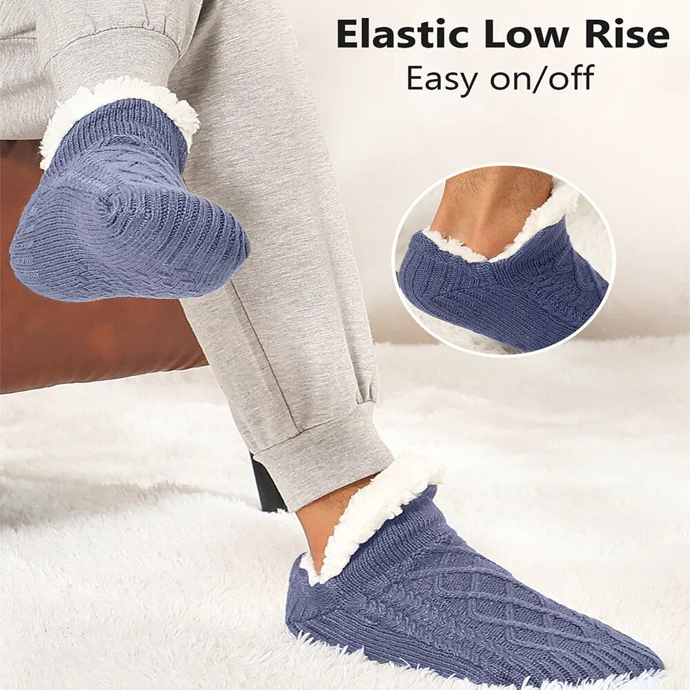 Thermal Mens Slipper Socks Winter Warm Short Cotton Thickened Home Sleeping Soft Non Slip Grip Fuzzy Floor Sock Fluffy Male