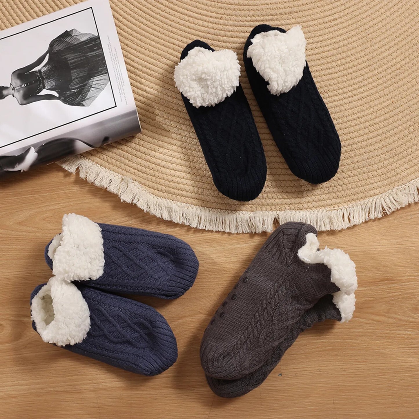 Thermal Mens Slipper Socks Winter Warm Short Cotton Thickened Home Sleeping Soft Non Slip Grip Fuzzy Floor Sock Fluffy Male