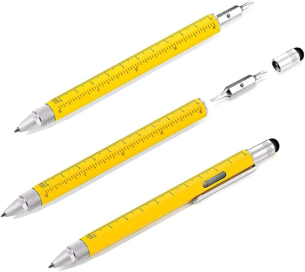 7 in1 Multifunction Ballpoint Pen with Modern Handheld Tool Measure Technical Ruler Screwdriver Touch Screen Stylus Spirit Level