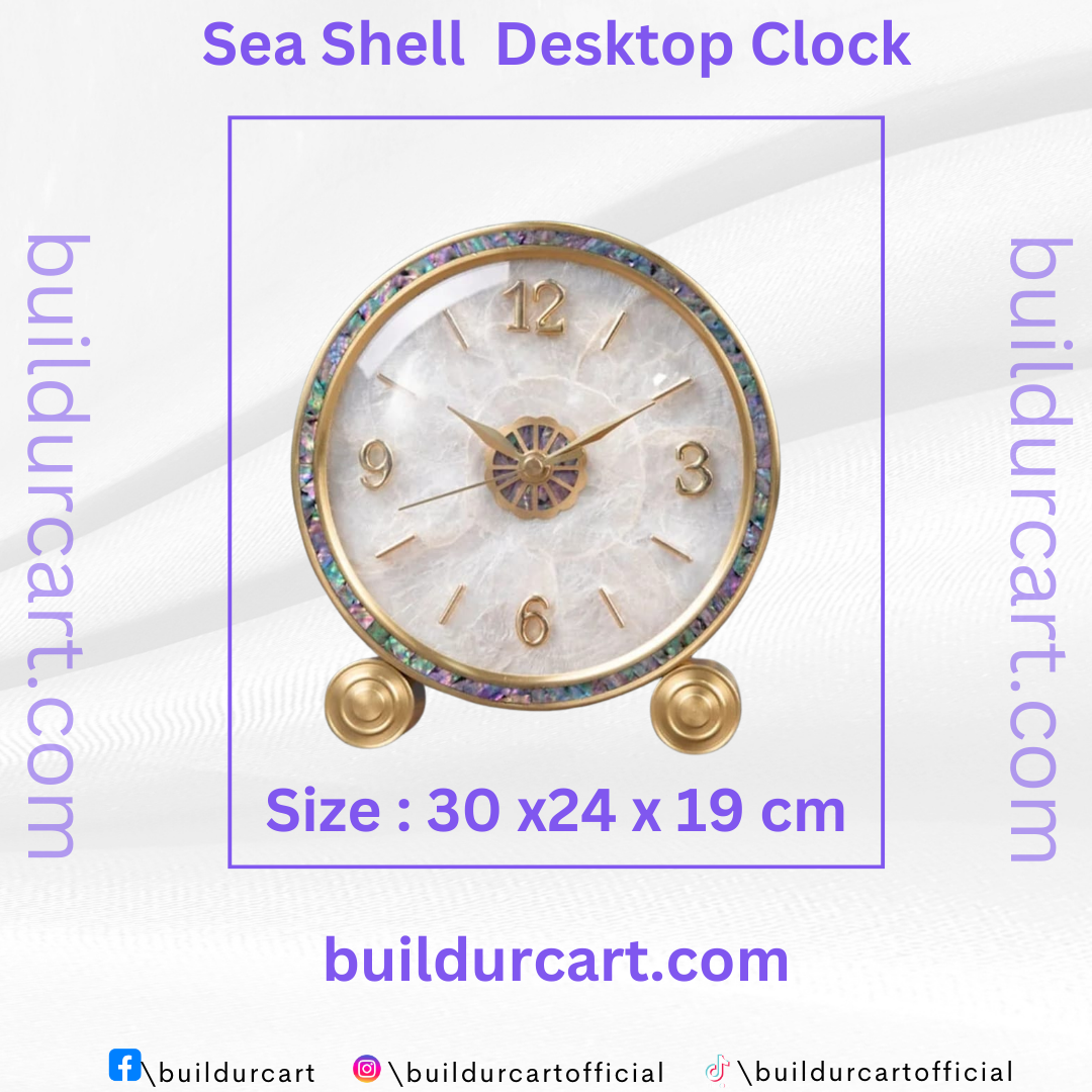 Shell Clock Table Clock Desktop Clock Table Clock Ornaments Accessible Luxury Clock Living Room Brass Pendulum Clock