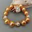 Y·YING 14mm Round Champagne Sea Shell Pearl Cultured White Pearl Bracelet 8.5"