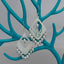 Y·YING Natural White Sea Shell Rhombus Hollow-Carved White Rice Pearl Dangle 925 Silver Hook Earrings