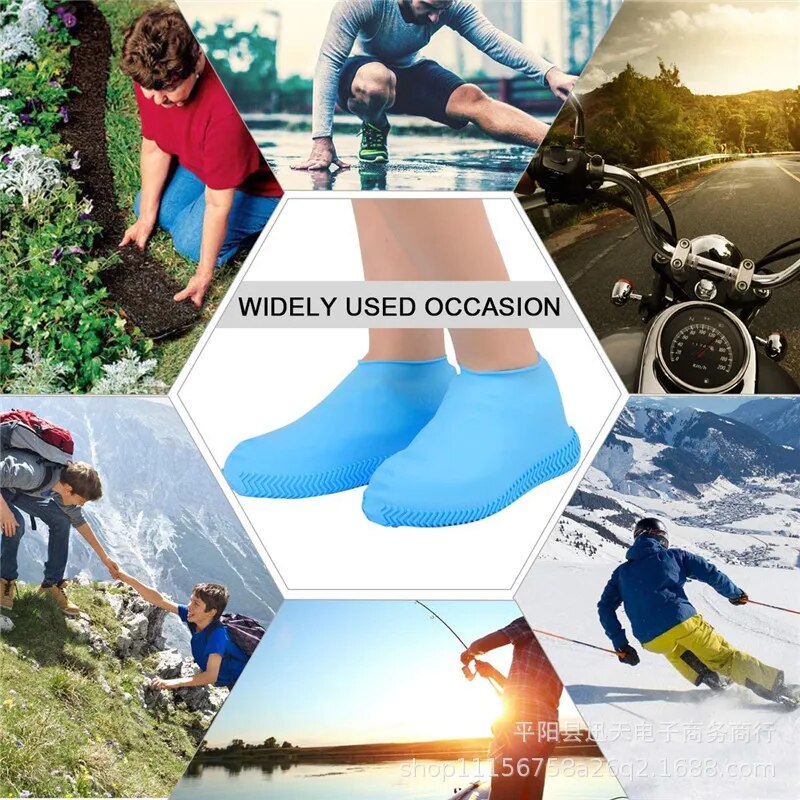 1Pair Waterproof Non-slip Silicone Shoe High Elastic Wear-resistant Unisex Rain Boots for Outdoor Rainy Day Reusable Shoe Cover