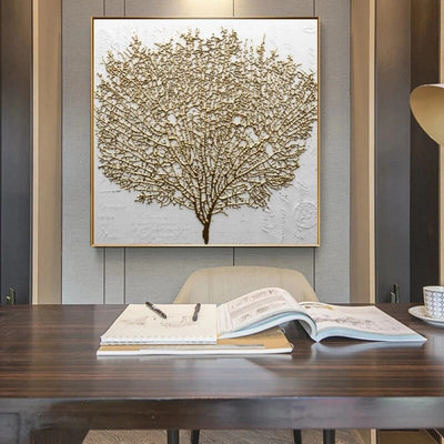 Wall Decorative Painting Posters and Prints Wall Art Canvas Painting Abstract Golden Tree Pictures for Living Room No Frame