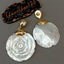 Y·YING White Mop Shell carved Flower White Pearl  Gold color Plated Stud Earrings cute Drop earrings