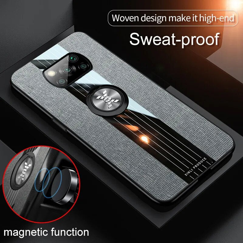 For Xiaomi Pocophone Poco X3 NFC Case Car Magnetic Ring Soft TPU Leather Phone Case for Mi POCO X3 Pro Silicone Back Cover