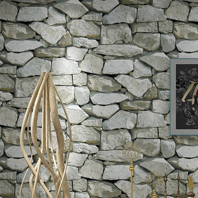 10M Waterproof Vintage 3D Stone Effect Wallpaper Roll Modern Rustic Realistic Faux Stone Texture Vinyl PVC Home Decor Wall Paper