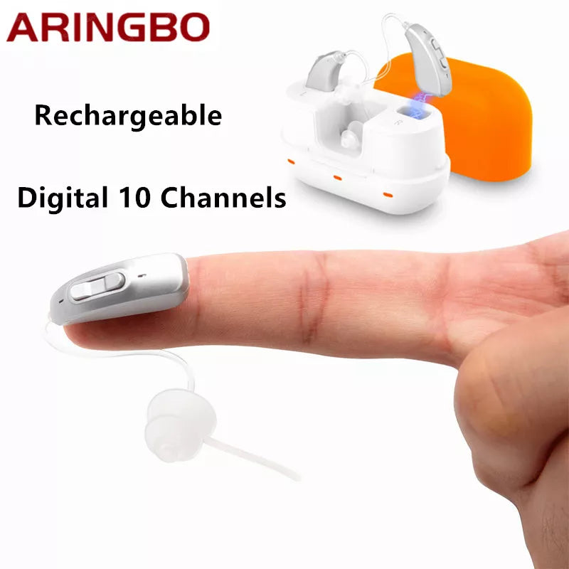 New Rechargeable Digital Hearing Aid Severe Loss 10 Channel Ear Aids High Power Amplifier Sound Enhancer For Deaf Elderly 1 Pair