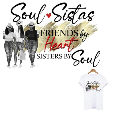 Sister By Soul Patches For Clothing Thermo Sticker On Clothes DIY A-Level Women T-Shirt Iron On Transfer Appliqued