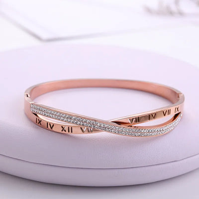 New Fashion Classic Women's Bracelet Silver Color Gold Bangles for Women Rose Gold Rhinestone Bracelet Cuff Trendy Jewelry Gifts