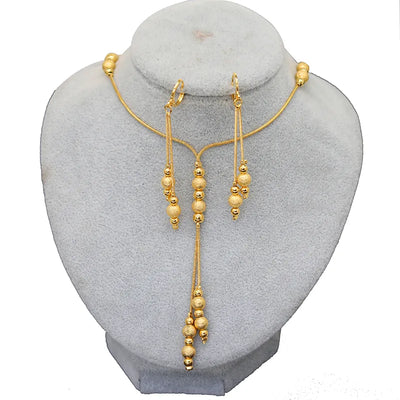 Fashion Charms Ball Sets Gold Color,Small Beads Dubai Necklace Earrings for Women/Girls,Ethioipian Jewelry African Indian Gift