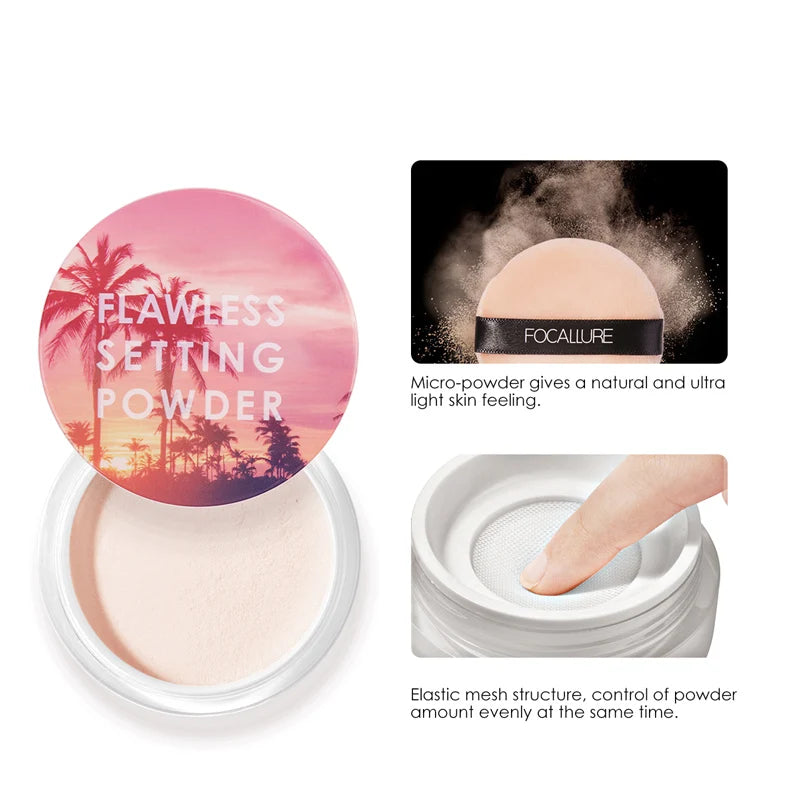 FOCALLURE Matte Loose Powder Oil-control Transparent Waterproof Long-lasting Face Setting Powder Concealer Makeup Cosmetics