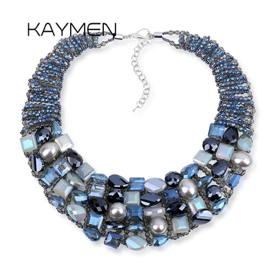 KAYMEN New Bohemian choker Necklace For Women Girls, Handmade Crystals Weaving Statement Necklace Wedding Party Jewelry NK-01656