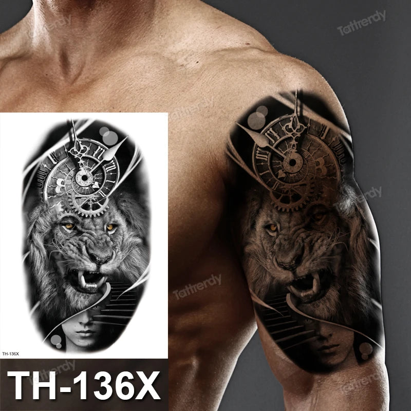 DIY Forest Design Waterproof Fake Temporary Tattoo Wolf Sexy Women Body Art Arm Tattoos Paper For Men Boys Girls Tatoo Large Big