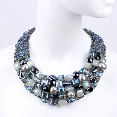 KAYMEN New Bohemian choker Necklace For Women Girls, Handmade Crystals Weaving Statement Necklace Wedding Party Jewelry NK-01656