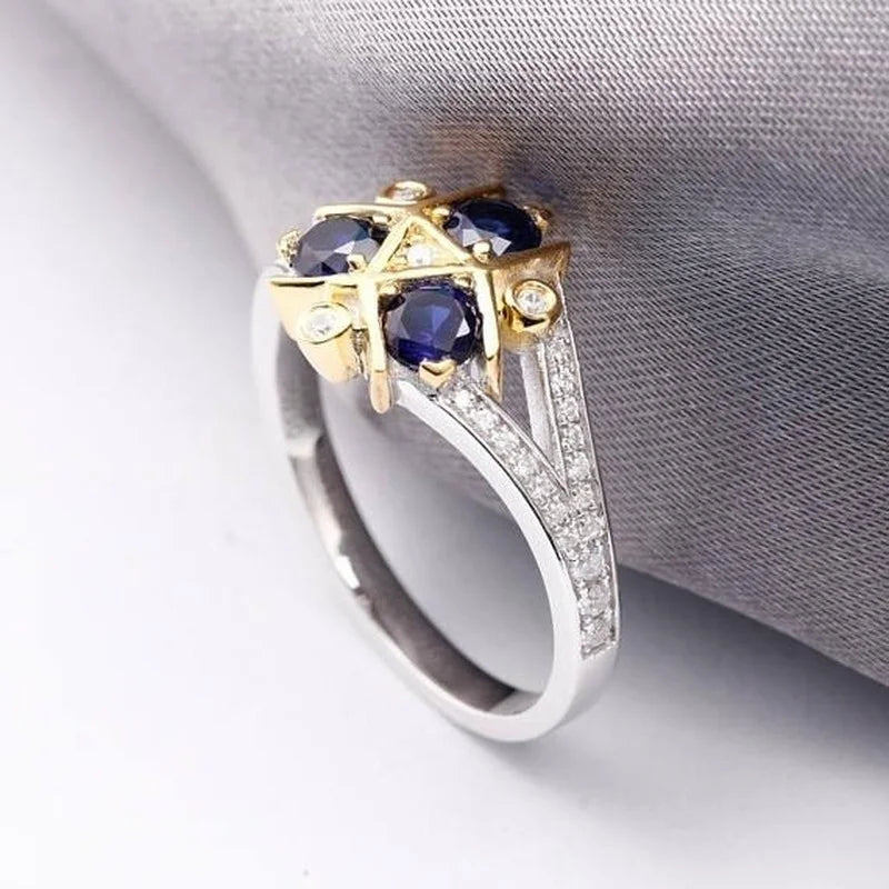 Fashion Refined  and Natural Gemstone Sapphire Promise  Wedding Ring Anniversary