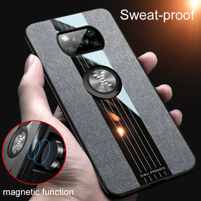 For Xiaomi Pocophone Poco X3 NFC Case Car Magnetic Ring Soft TPU Leather Phone Case for Mi POCO X3 Pro Silicone Back Cover