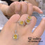 CC Luxury Earring Pendant Ring Set For Women Yellow Cubic Zircon Silver Color Fine Jewelry Accessories Drop Shipping CC594