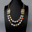 Y·YING 2 Rows Cultured White Pearl Amazonite Agate Druzy Golden Murano Glass Necklace 21"