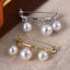 Fashion Pearl Fixed Strap Charm Safety Pin Brooch Sweater Cardigan Clip Chain Brooches Jewelry