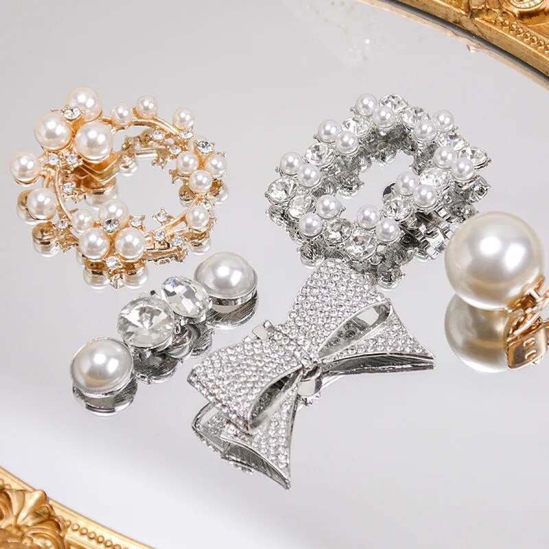 Pearl shoe buckle accessories high heel shoe buckle square drill buckle removable wedding shoes decorative buckle shoe flower