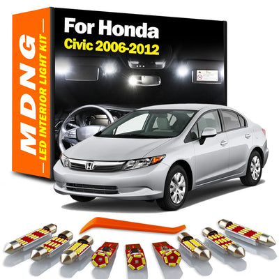 MDNG 8Pcs Canbus Car LED Interior Light Kit For 2006 2007 2008 2009 2010 2011 2012 Honda Civic Dome Map Trunk License Plate Lamp