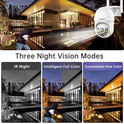 Lenovo 3MP PTZ WIFI IP Camera Audio CCTV Surveillance Smart Home Outdoor 4X Digital Zoom Color Night vision Waterproof