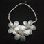 Y·YING Cultured White Baroque Pearl White Shell Flower Handmade Statement Necklace 19"