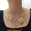 natural White Keshi Pearl  Yellow Gold color Plated  Women's Elegant Collar Polishing Short Choker Necklace