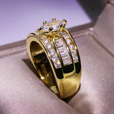 Fashion Large white Rhinestone Ring Puffed Marine Micro Cubic Zircon Luxury Hiphop Rock Jewelry Gift 2019