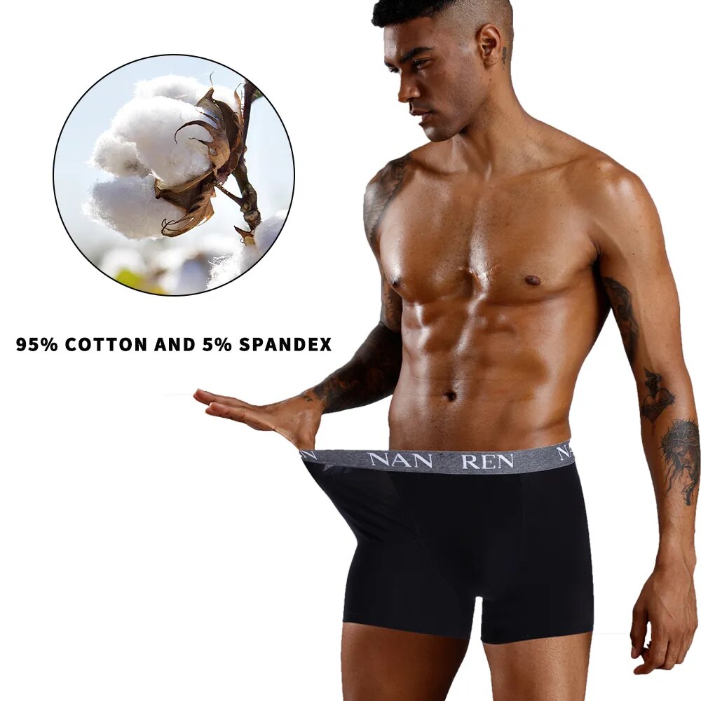 Pack of 4 Men Boxer Shorts Men's Panties Male Underpants Calzoncillos Calecon Soft Cotton  3D Pouch Underwear Boxershorts Larger Size