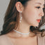 New Design Wedding Jewelry Luxury Clear Zircon Earrings Elegant 925 Sterling Silver Long Shell pearl Stud Earrings For Women