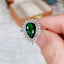 CAOSHI Luxury Women's Finger Rings for Party Bright Green Pear-shaped Crystal Noble Lady Vintage Style Accessories Gorgeous Gift