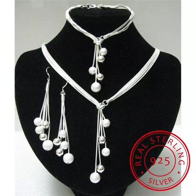 925 sterling silver high-quality five-wire beads Necklace Bracelet Earring new ladies wedding jewelry party gift