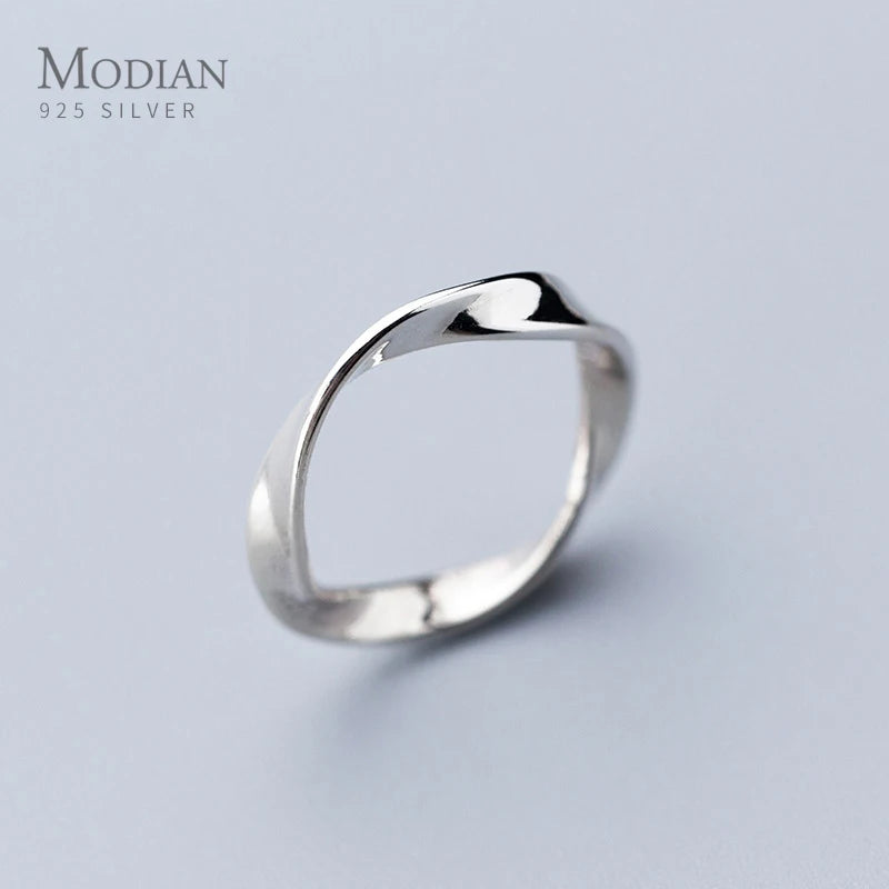 Modian Minimalist Spin Wave Rings for Women Fashion 925 Sterling Silver Simple Geometric Ring Fine Jewelry 2020 New Design