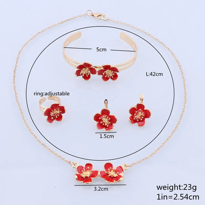 Fashion Girl Jewelry Lovely Flower Children Necklace Bangle Earring Ring Kids Baby Costume Jewelry Set 3 Colors