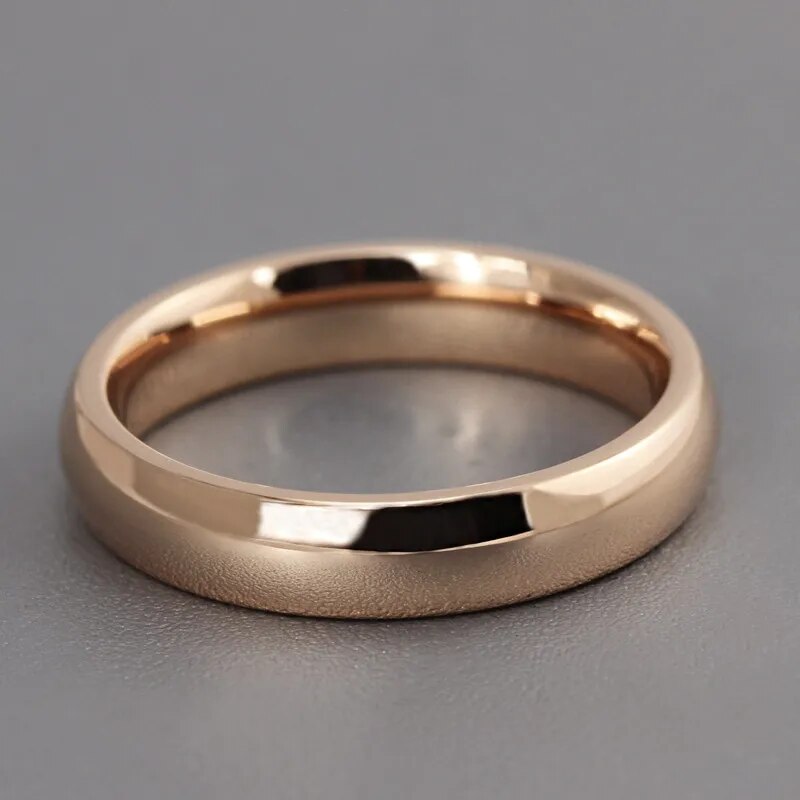 Trendy Rose Gold Color Engagement Couple Rings for Lover Stainless Steel with CZ Stone Men Women Wedding Jewelry Bands Wholesale