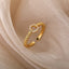 Zircon Stainless Steel Ring O Shape Geometric Open Adjustable For Women Gold Color Ring Fashion Popular Jewelry Accessories