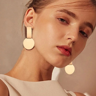 Fashion Women Geometric Statement Gold Metal Clip on Earrings Trendy Earings Jewelry