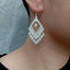 Y·YING Natural White Sea Shell Rhombus Hollow-Carved White Rice Pearl Dangle 925 Silver Hook Earrings