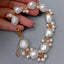 Y·YING Freshwater Cultured White Baroque Pearl Bracelet for Women Wedding Birthday Gift Charm Bracelet