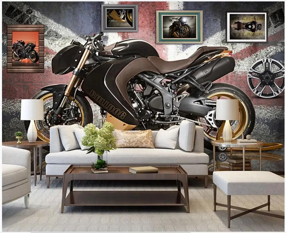 3d wallpaper High-end custom photo any size mural Retro nostalgic motorcycle brick wall 3d wall murals wallpaper for living room