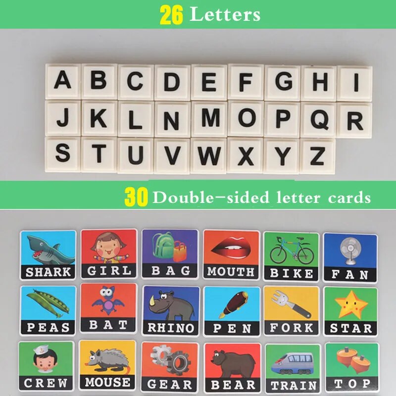 Montessori Card English Alphabet Letters Learning Toys Children Alphabet Game Vocabulary Word Picture Match Game Educational Toy