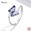 Bamoer Trendy Purple Flying Butterfly Rings 925 Sterling Silver Delicate Animal Butterfly Ring for Women S925 Fine Jewelry Gifts