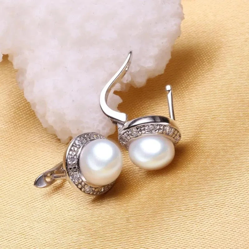 Huitan Fresh Style White/Pink Simulated Pearl Earrings for Girls Inlaid White CZ Fashion Versatile Women Jewelry Drop Shipping