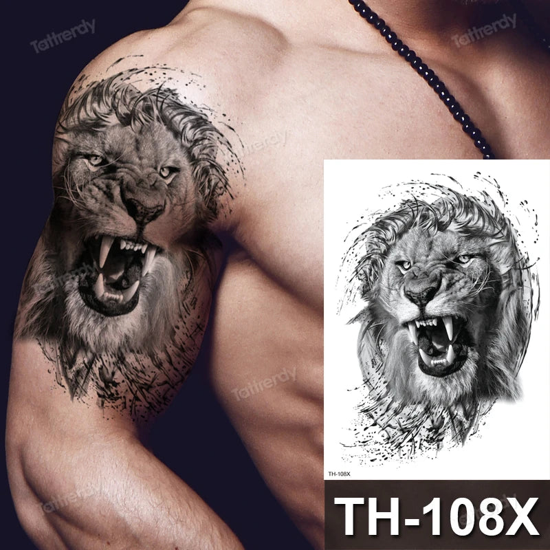 DIY Forest Design Waterproof Fake Temporary Tattoo Wolf Sexy Women Body Art Arm Tattoos Paper For Men Boys Girls Tatoo Large Big