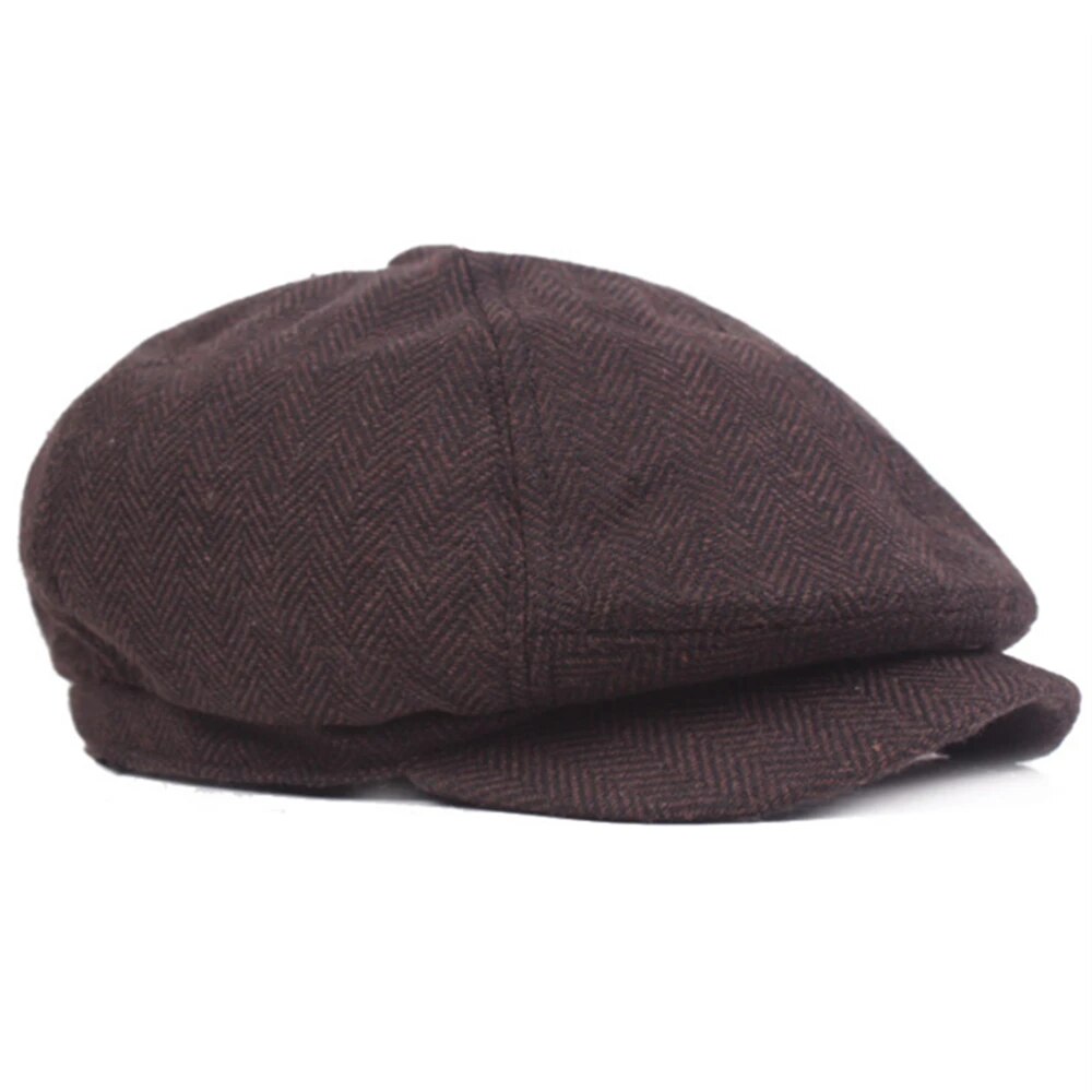 New Tweed Gatsby Newsboy Cap for Men Autumn Winter Golf Driving Cabbier Flat Berets Peaky Blinders Bone Hat Unisex