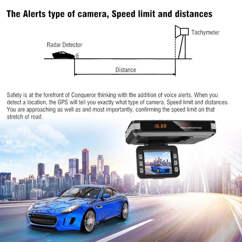 9V~24V 2 In 1 Car Radar DVR Anti Radar Detector 12 languages Driving Recorder Video Camera Flow Detecting Dash Cam Car Detector