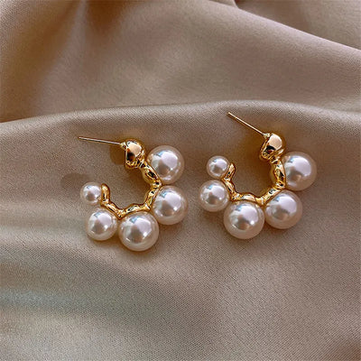 Elegant Celebrity Metal Korean Pearl Earrings For Woman Fashion Jewelry 2021 New Luxury Wedding Party Girl's Unusual Earrings